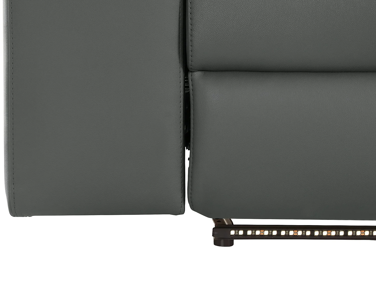 Rayland | Fauteuil relax 3 places manuel en cuir et PU gris