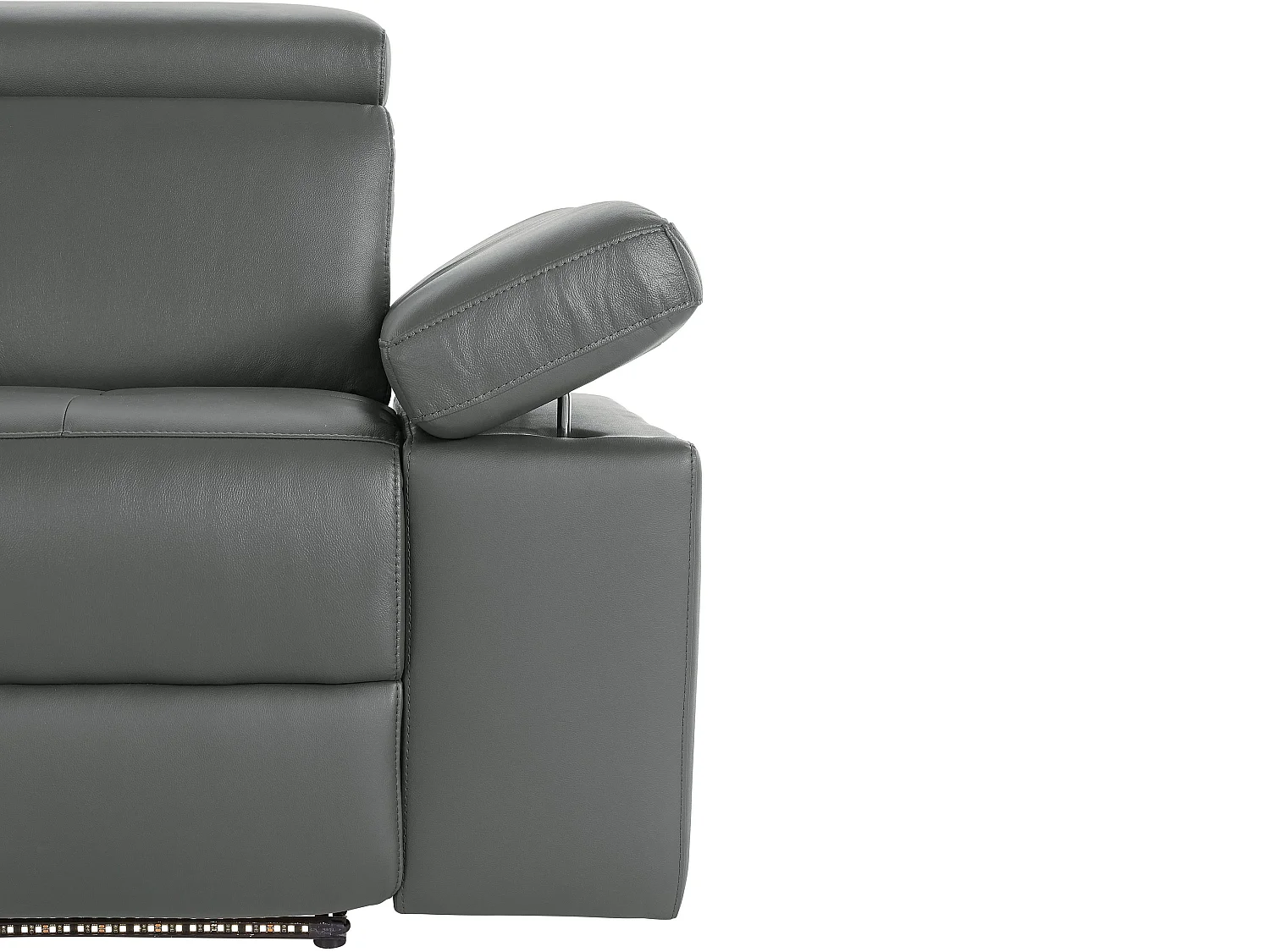 Rayland | Fauteuil relax 3 places manuel en cuir et PU gris