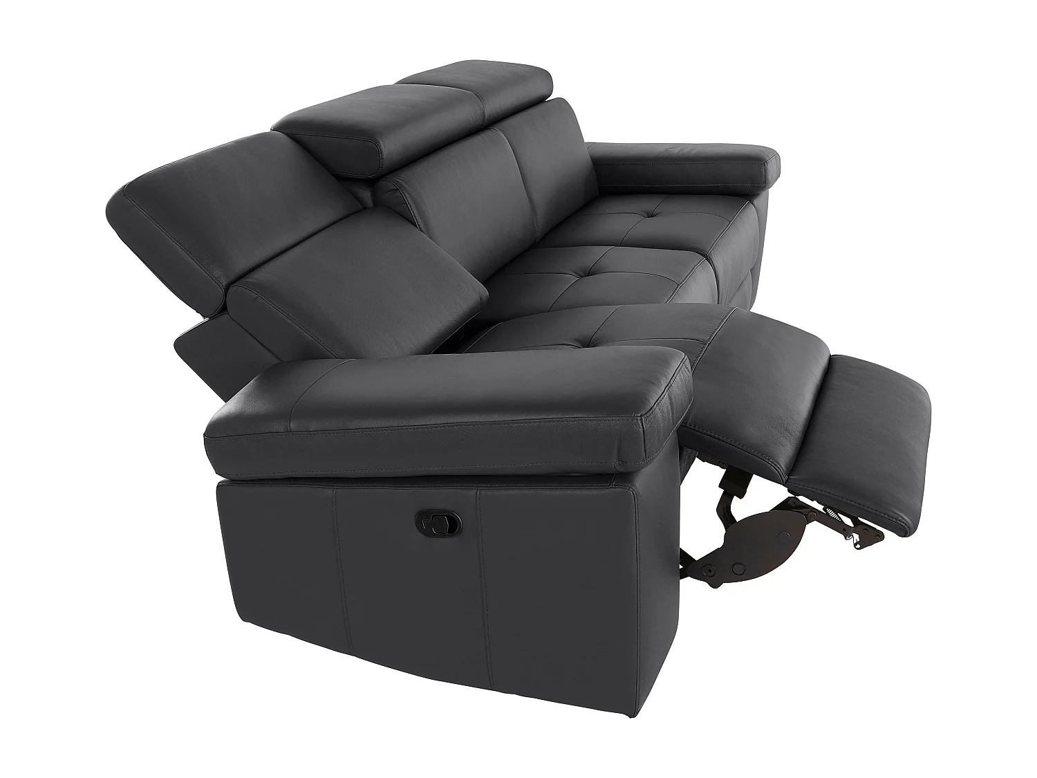 Rayland | Bank 3-zits handmatige functie Zwart PU