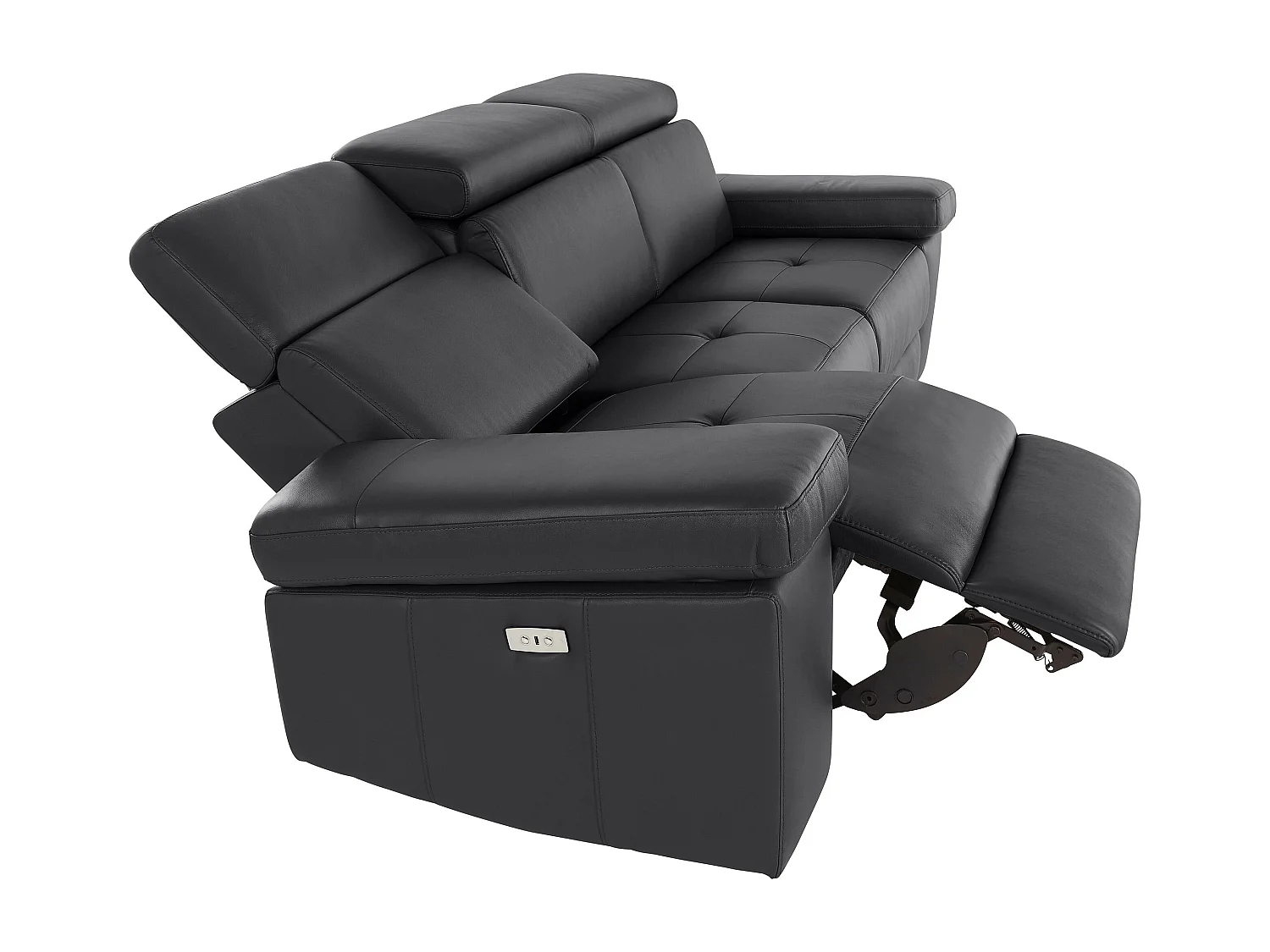 Rayland | Canapé 3 places électrique en cuir noir/PU