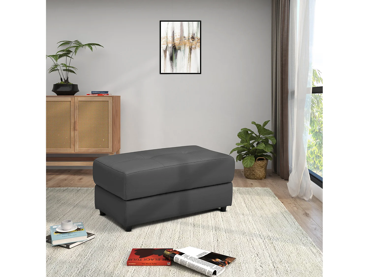 Rayland | Pouf en PU noir