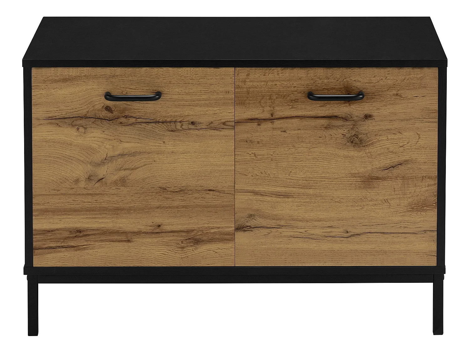 Rocco | Banc avec 2 portes en panneau de particules nature et noir