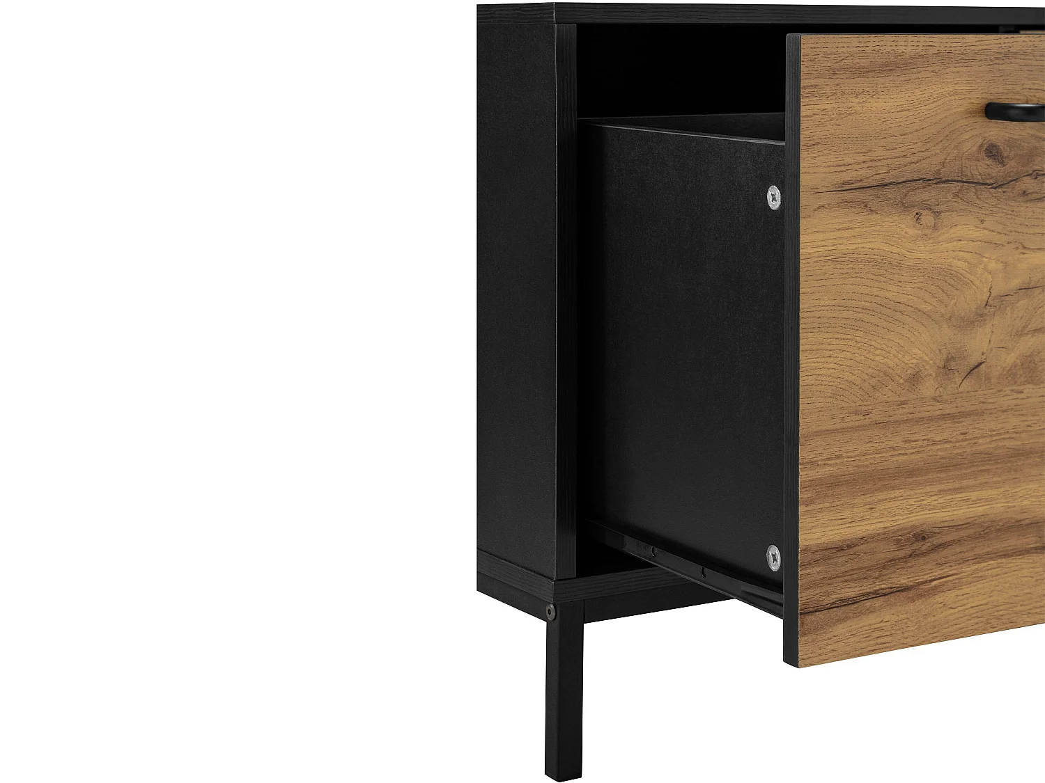 Rocco | Banc avec 2 portes en panneau de particules nature et noir