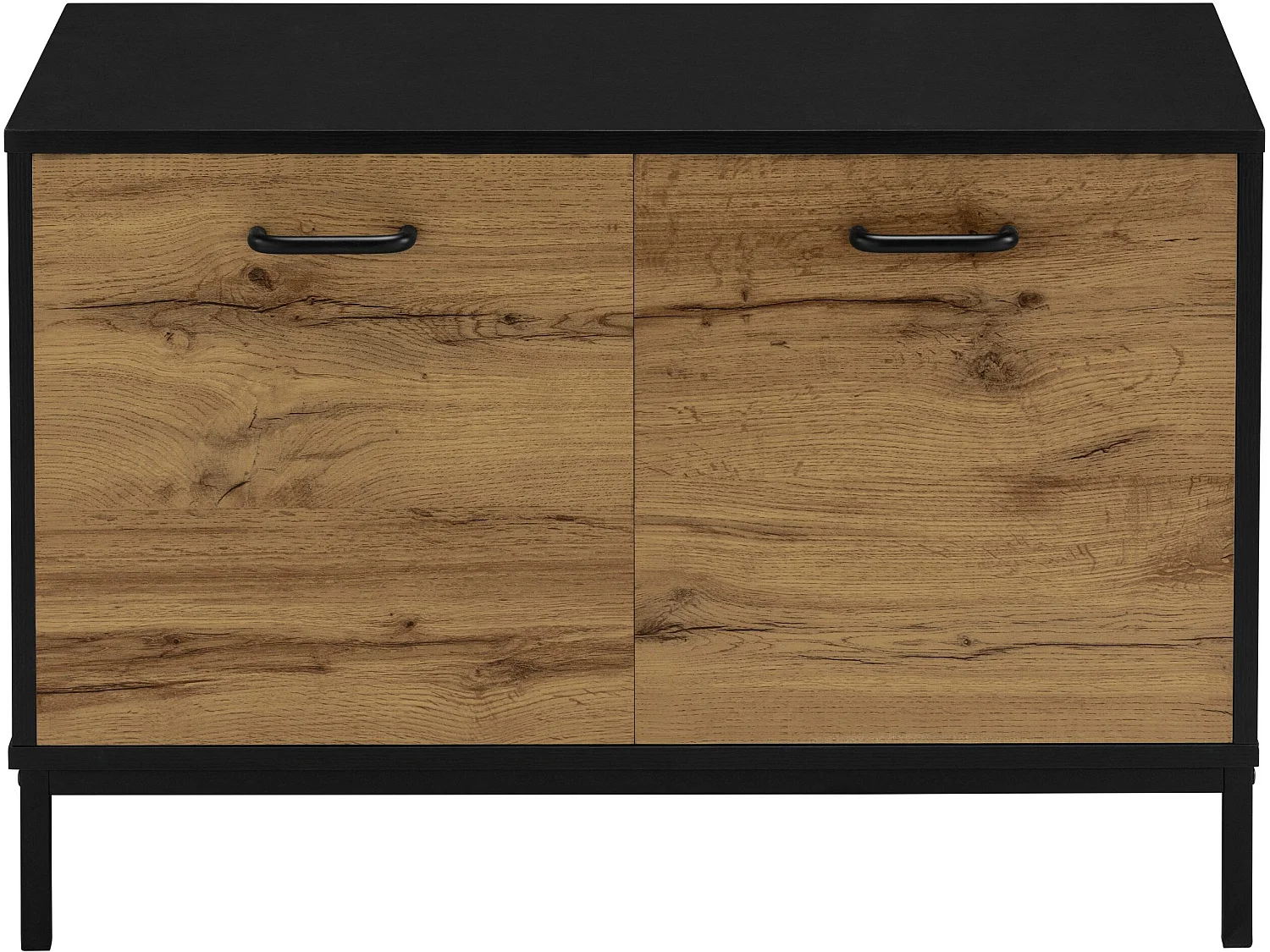 Rocco | Banc avec 2 portes en panneau de particules nature et noir