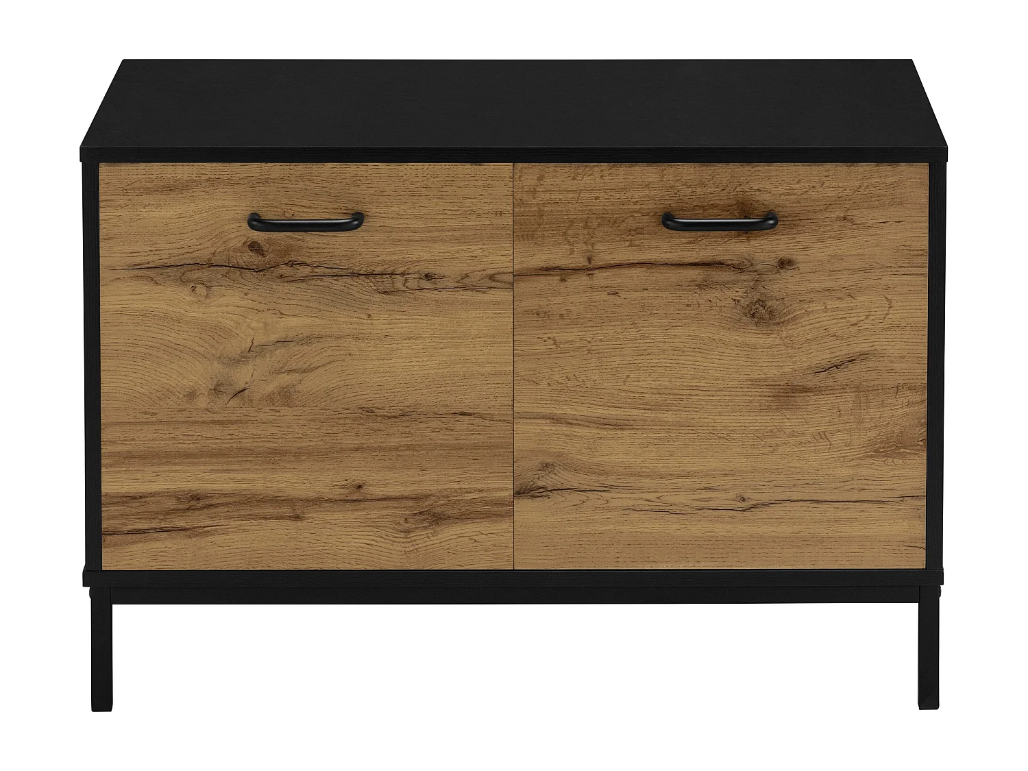 Rocco | Banc avec 2 portes en panneau de particules nature et noir