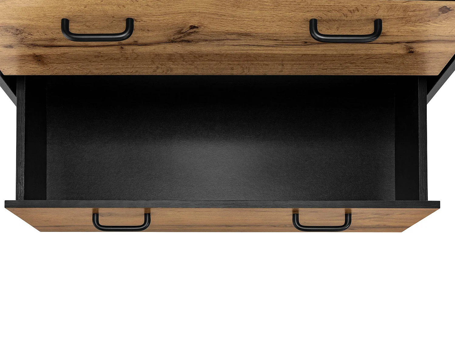 Rocco | Commode à 3 tiroirs en effet bois marron et noir