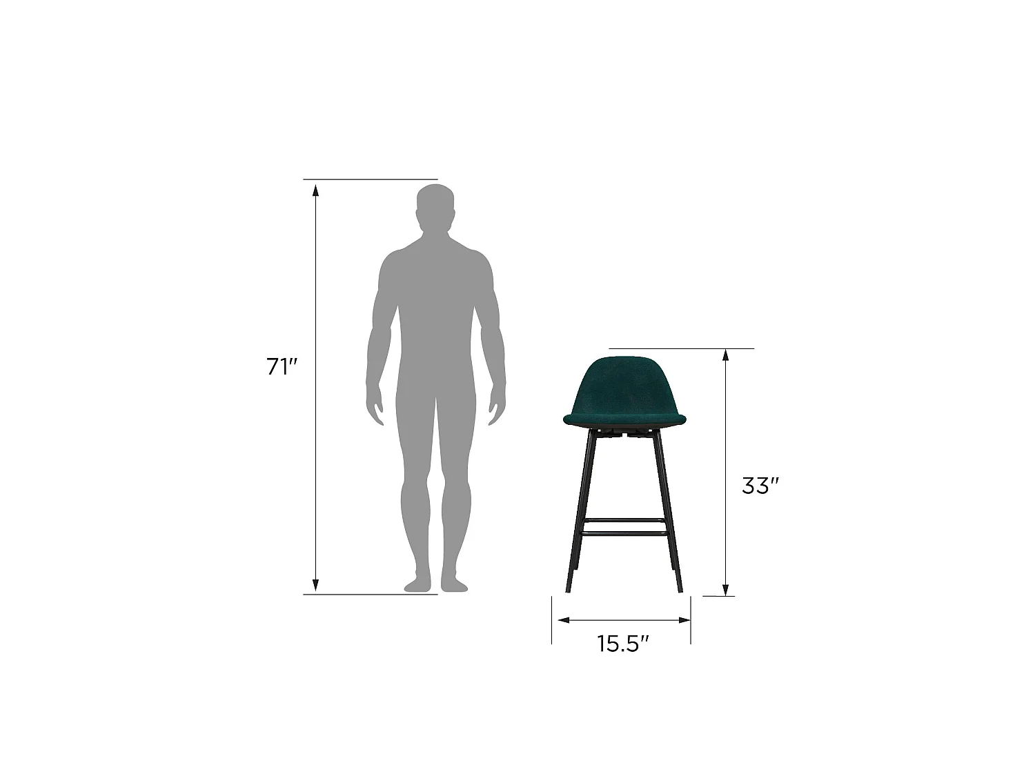Calvin | Tabouret de comptoir en velours vert