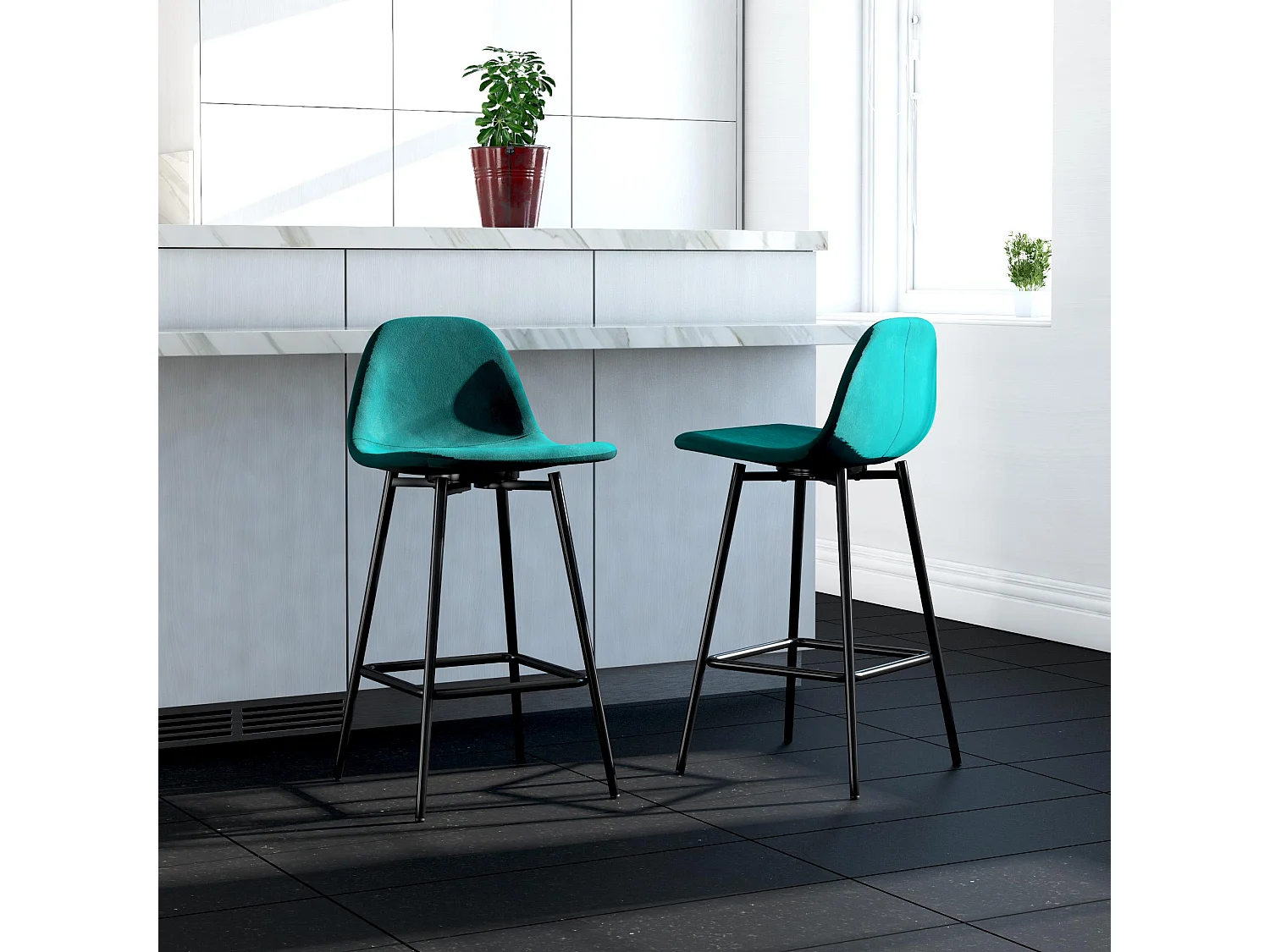 Calvin | Tabouret de comptoir en velours vert