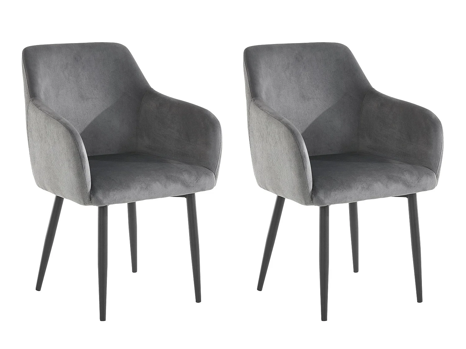 Penny | Lot de 2 chaises de salle à manger rembourrées en velours anthracite