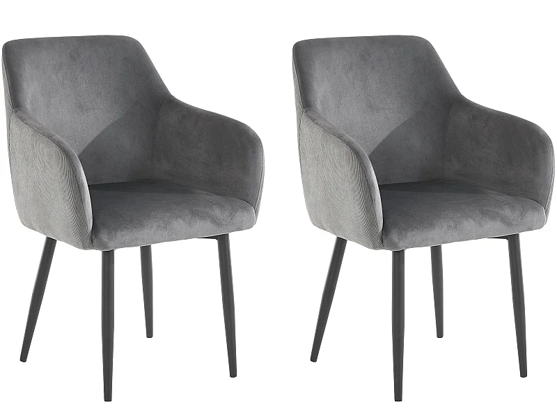 Penny | Lot de 2 chaises de salle à manger rembourrées en velours anthracite
