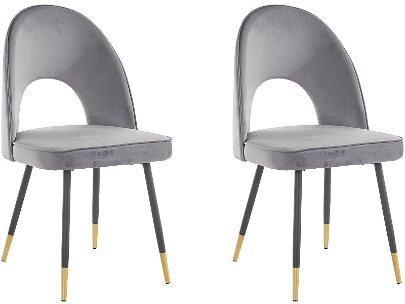 Rosie | Lot de 2 chaises de salle à manger rembourrées en velours gris