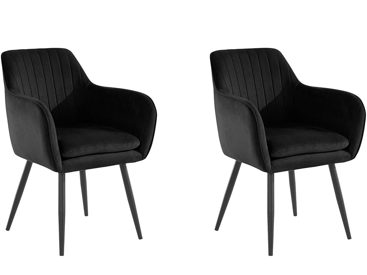 Bibi | Lot de 2 chaises de salle à manger rembourrées en velours noir