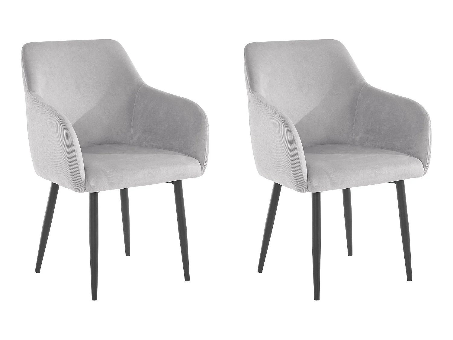 Penny | Lot de 2 chaises de salle à manger rembourrées en velours gris clair