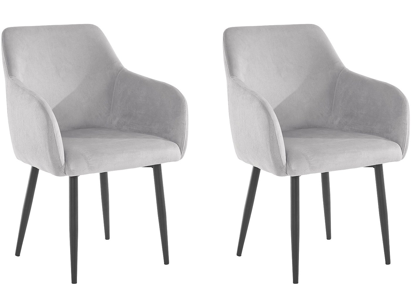 Lot De 2 Chaises De Salle à Manger Rembourrées Velours Blanc - Pieds Dorés, Accoudoirs, Dossier Ergonomique