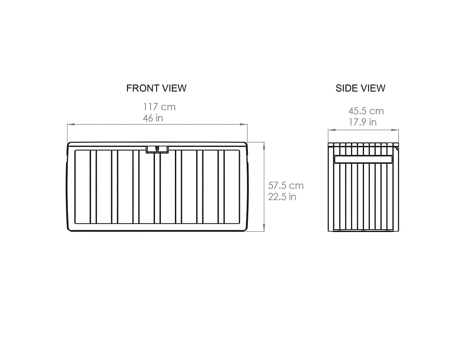 Coffre de Rangement en Résine Gardiun Top 117x45,5x57,50 cm 270L Montage par clic avec Système de Verrouillage Gris