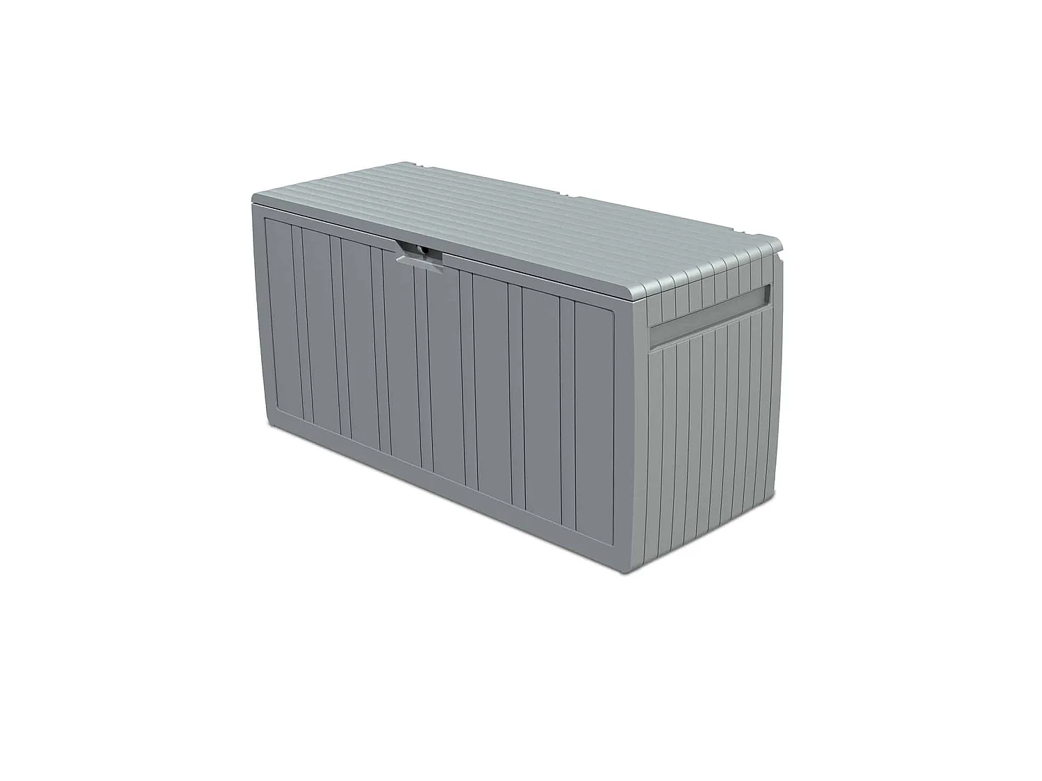 Baúl de Almacenaje Fabricado en Resina Gardiun Top 117x45,5x57,50 cm 270L Montaje en Clic con Sistema de Cierre en Color Gris