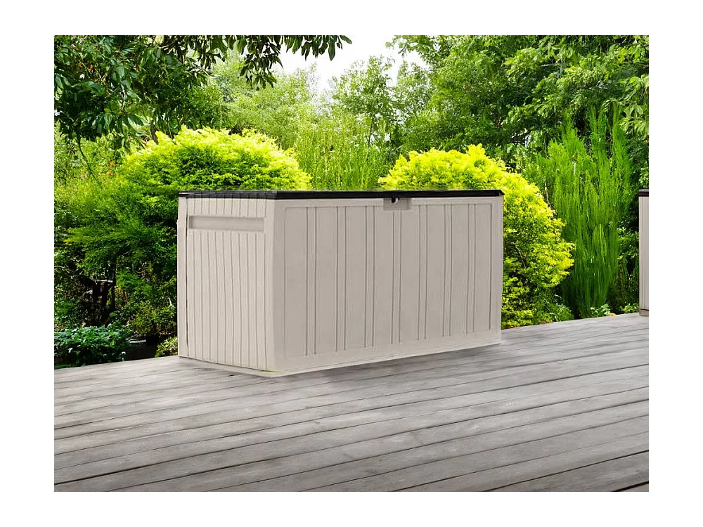 Baule Contenitore Fabbricato in Resina Gardiun Top 117x45,5x57,50 cm 270L Montaggio a Clic | Sistema di Chiusura per Lucchetto| Design Bicolore