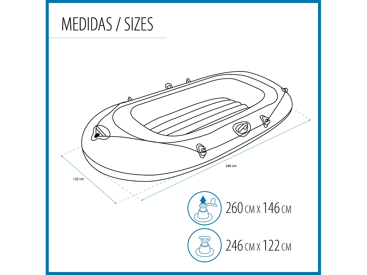 Bateau Gonflable pour 2 Adultes et 1 Enfant Bestway Kondor Elite 3000 Raft 246x122x45 cm avec Poignées et Sol Gonflable