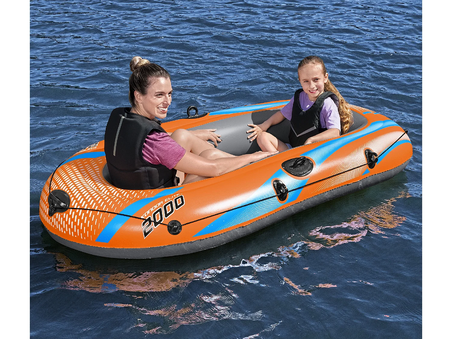 Bateau Gonflable pour 1 Adulte et 1 Enfant Bestway Kondor Elite 2000 Raft 196x106x31 cm avec Poignées et Sol Gonflable