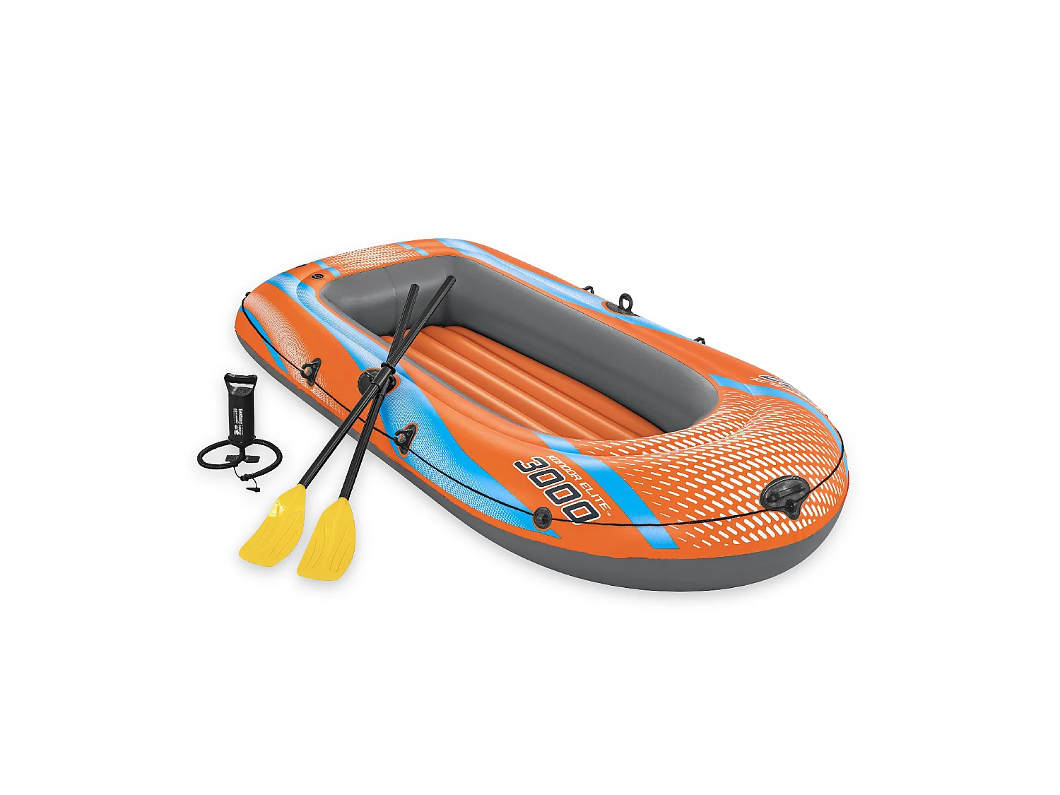 Bateau Gonflable pour 2 Adultes et 1 Enfant Bestway Kondor Elite 3000 Raft 246x122x45 cm avec 2 Rames et Gonfleur à Pied Inclus