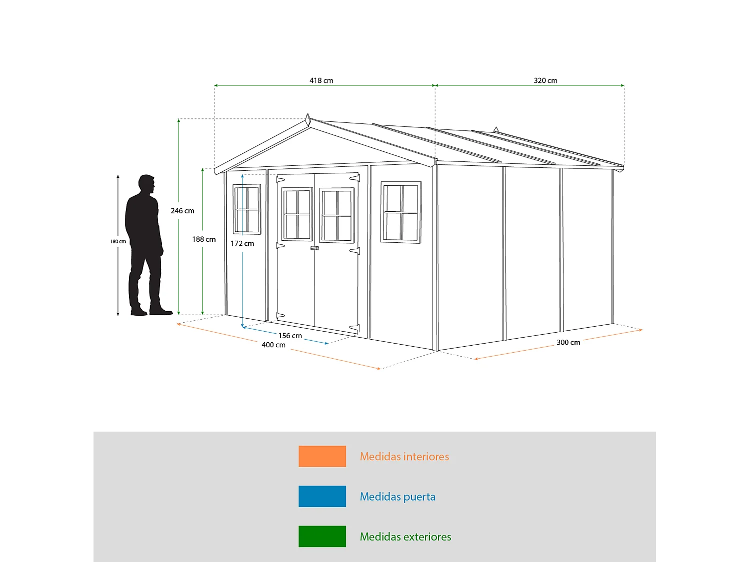 Garage in Legno Gardiun Vladimir 13,24 m² Esterni 320x418x188/246 cm