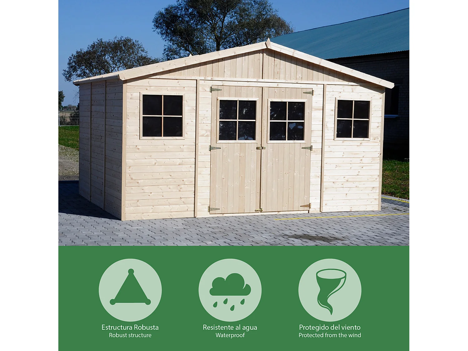 Garage in Legno Gardiun Vladimir 13,24 m² Esterni 320x418x188/246 cm