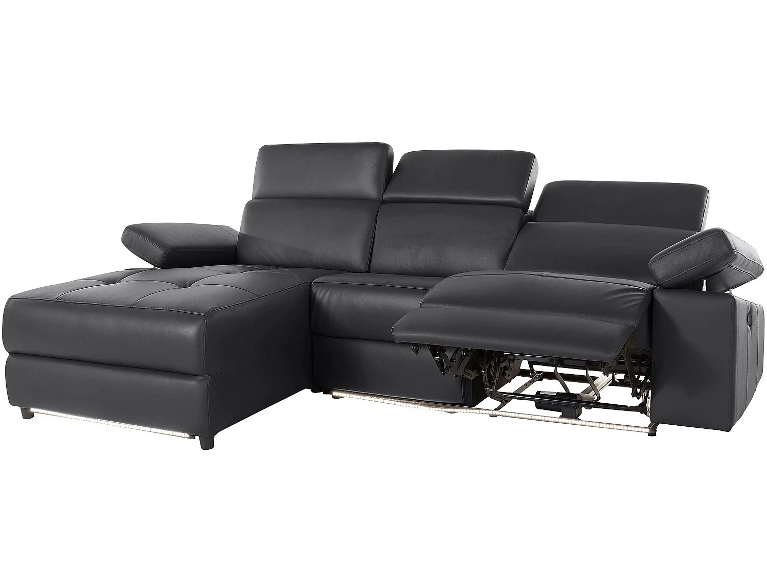 Canapé d'angle relax 3 places en simili noir RAYLAND