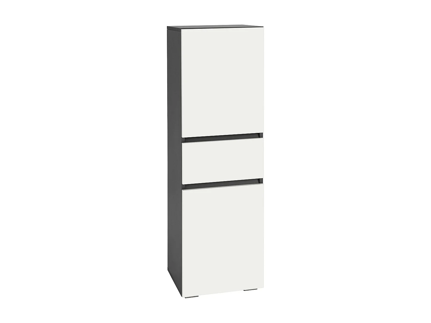 Wisla |Armoire midi avec 1 tiroir et 2 portes en effet bois blanc / anthracite