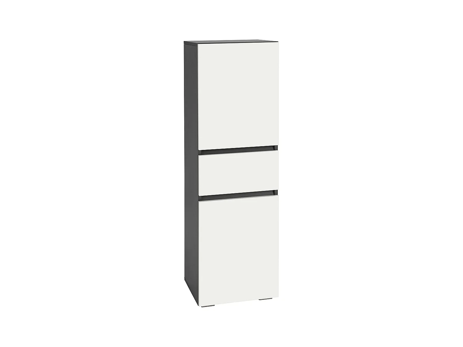 Wisla |Armoire midi avec 1 tiroir et 2 portes en effet bois blanc / anthracite