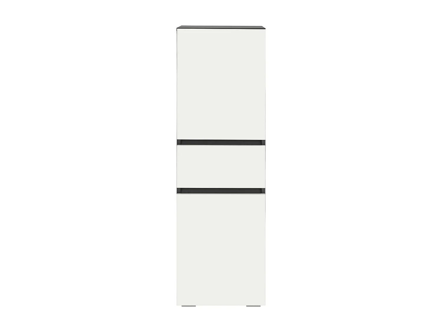 Wisla |Armoire midi avec 1 tiroir et 2 portes en effet bois blanc / anthracite