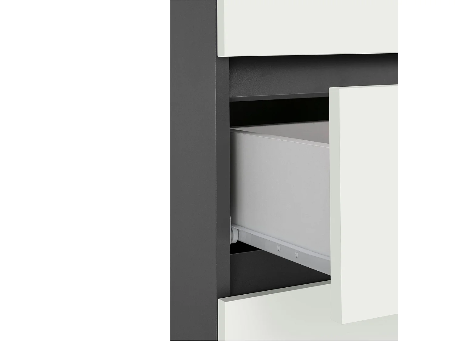 Wisla |Armoire midi avec 1 tiroir et 2 portes en effet bois blanc / anthracite