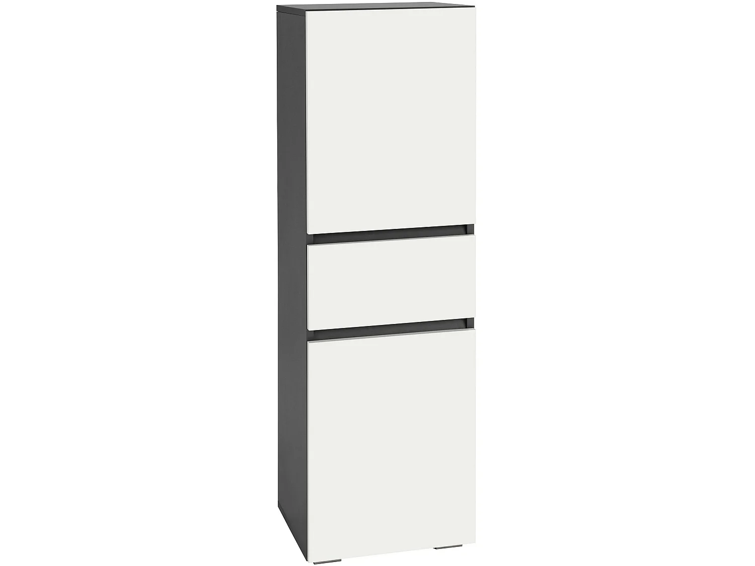 Wisla |Armoire midi avec 1 tiroir et 2 portes en effet bois blanc / anthracite