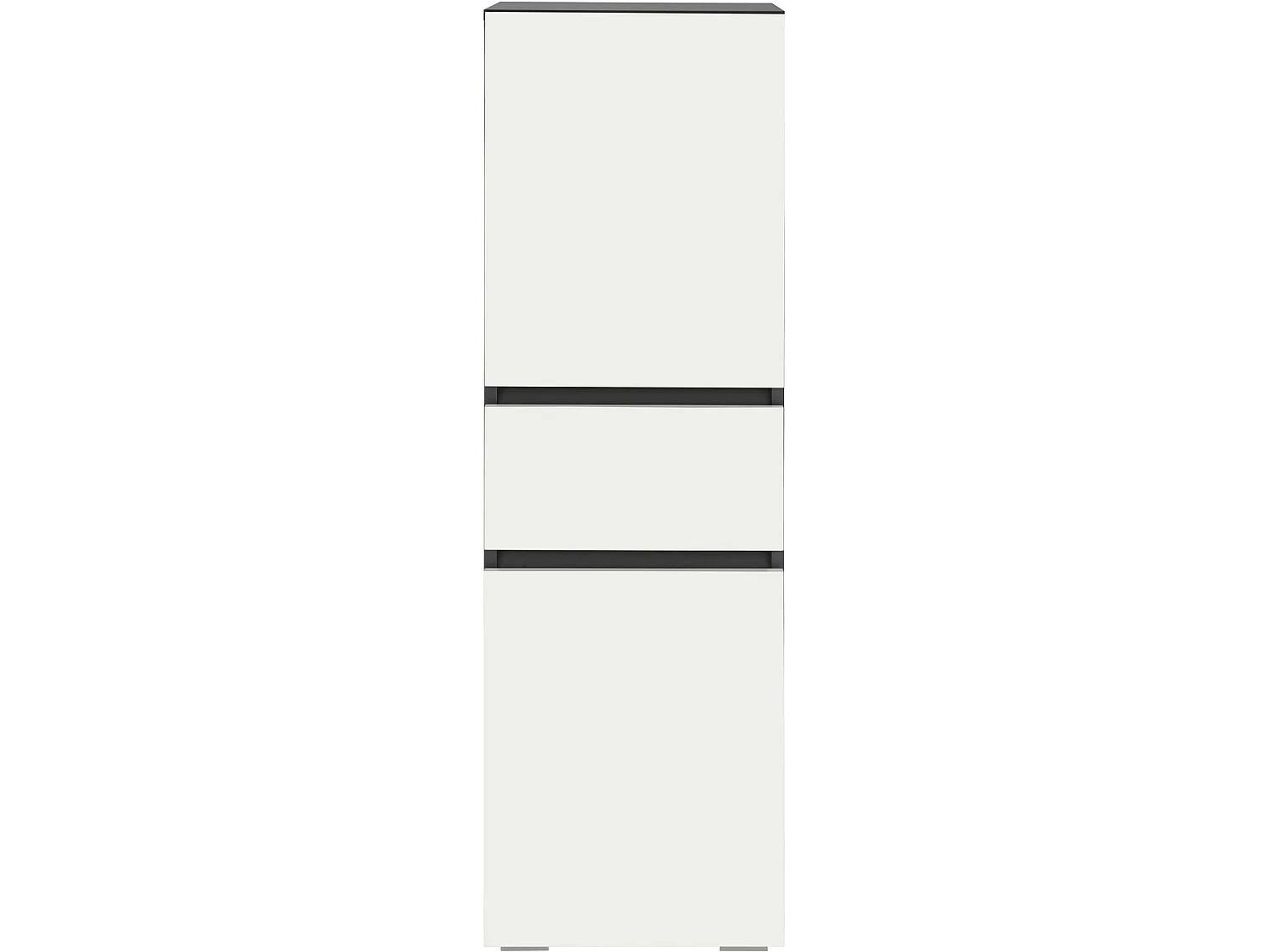 Wisla |Armoire midi avec 1 tiroir et 2 portes en effet bois blanc / anthracite