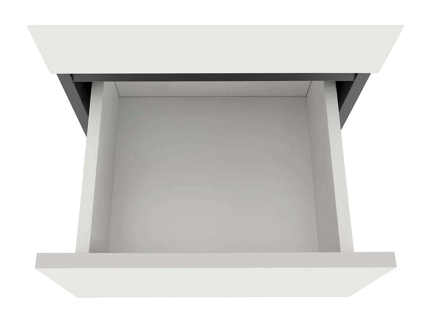 Wisla |Armoire midi avec 1 tiroir et 2 portes en effet bois blanc / anthracite