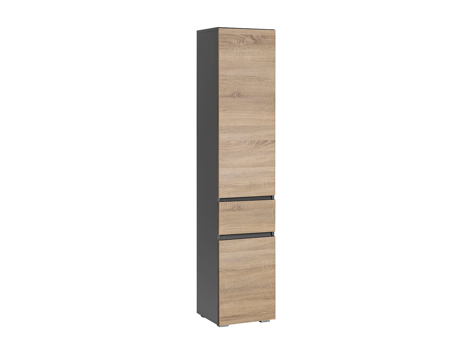 Wisla |Armoire haute avec 1 tiroir et 2 portes en effet chêne / anthracite