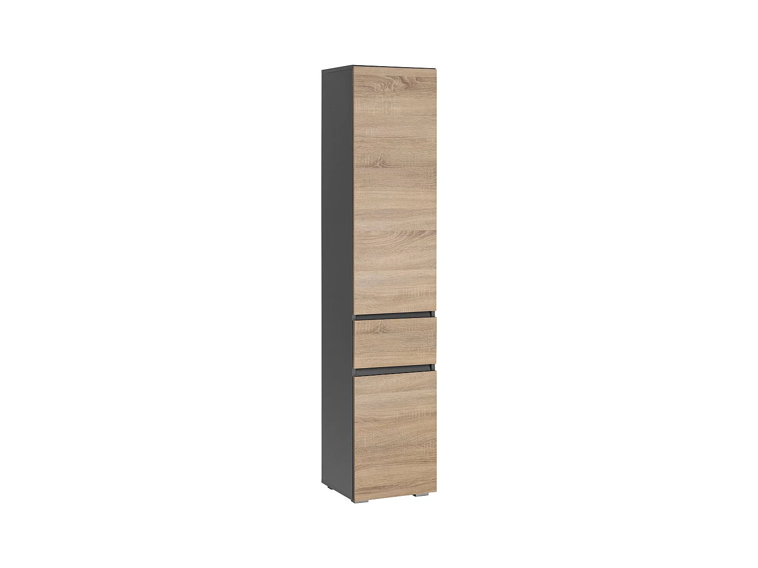 Wisla |Armoire haute avec 1 tiroir et 2 portes en effet chêne / anthracite