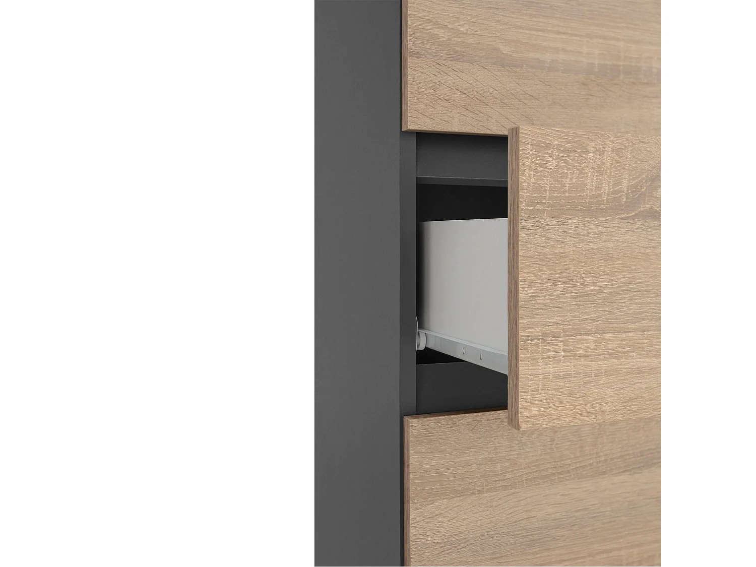 Wisla |Armoire haute avec 1 tiroir et 2 portes en effet chêne / anthracite