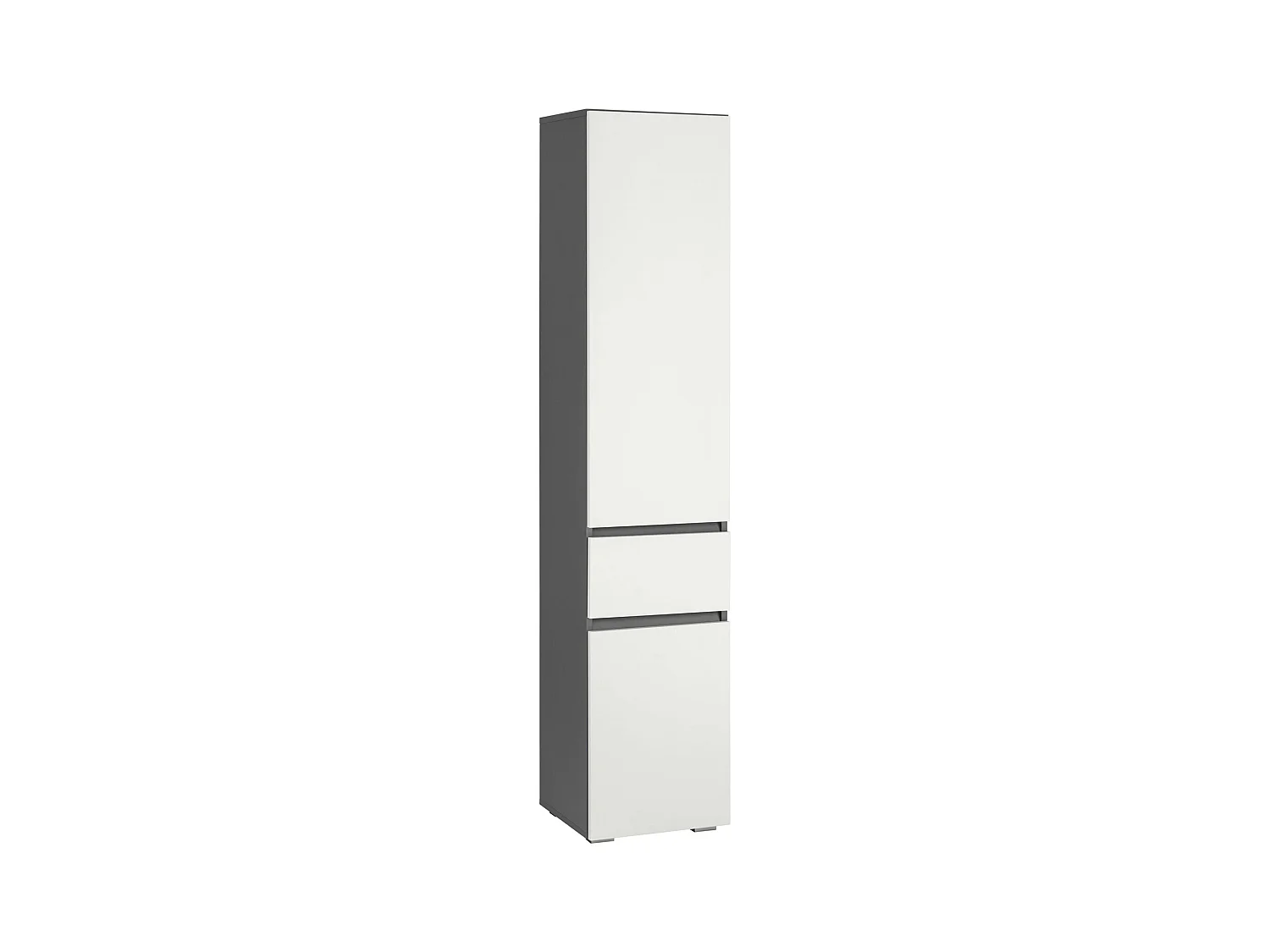 Wisla |Armoire haute avec 1 tiroir et 2 portes en aggloméré blanc / anthracite