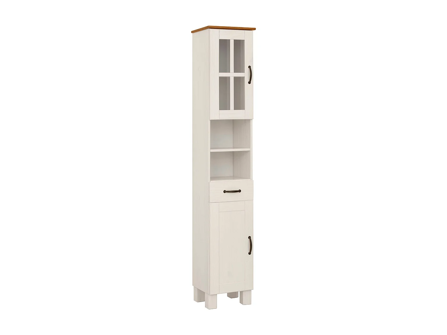 Alby | Meuble colonne de salle de bain avec 2 portes en pin blanc