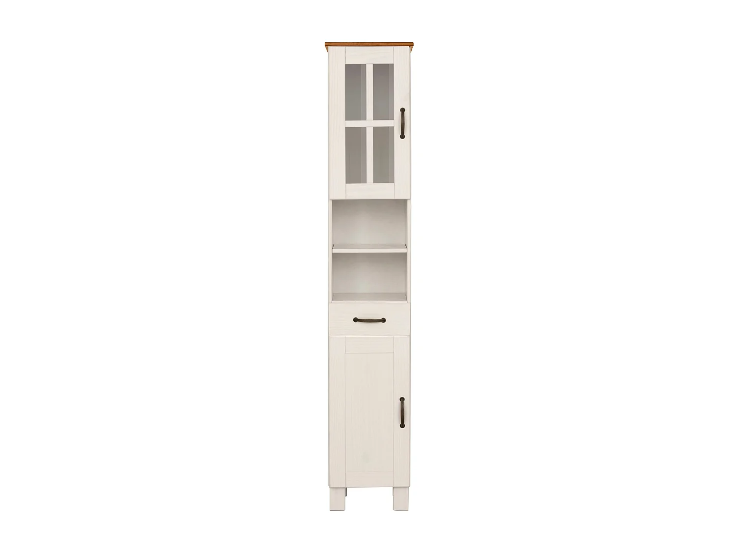 Alby | Meuble colonne de salle de bain avec 2 portes en pin blanc