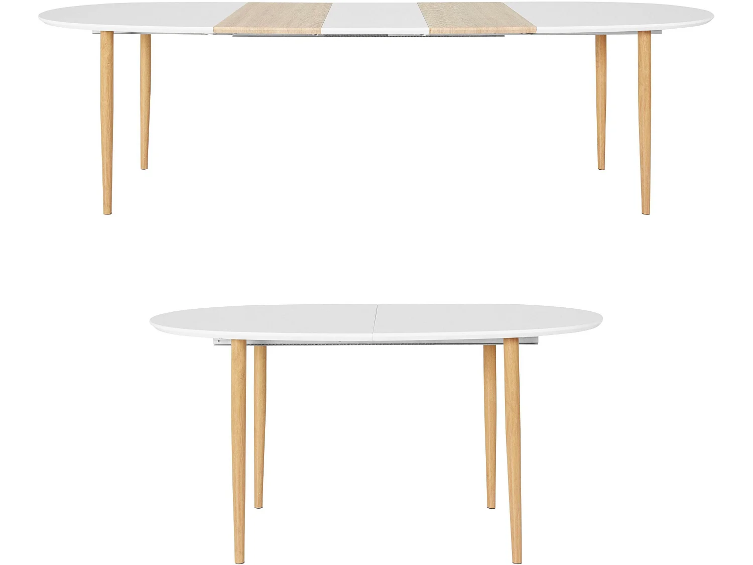 Oskar | Table de salle à manger 160x90 cm en blanc avec rallonge