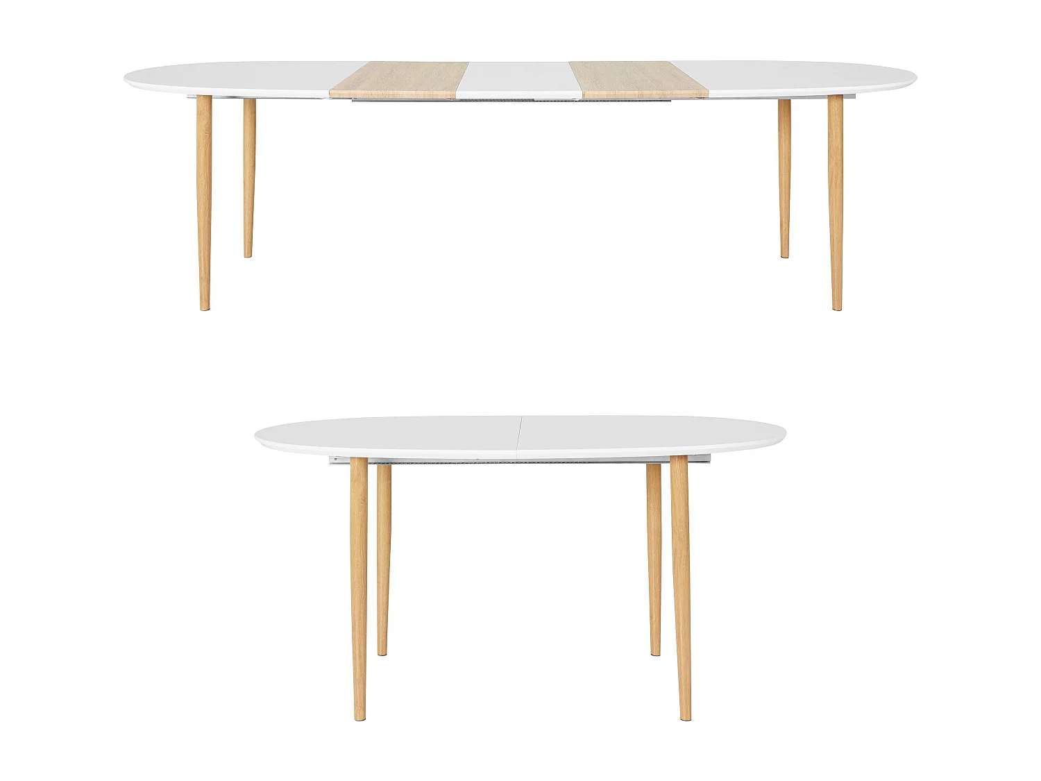 Oskar | Table de salle à manger 160x90 cm en blanc avec rallonge