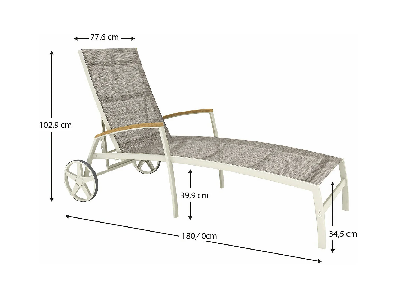 Conjunto de 2 Tumbonas de Jardín Multiposicion Chillvert Imperia 180,40x77,60x102,90 cm Aluminio y Madera Color Beige