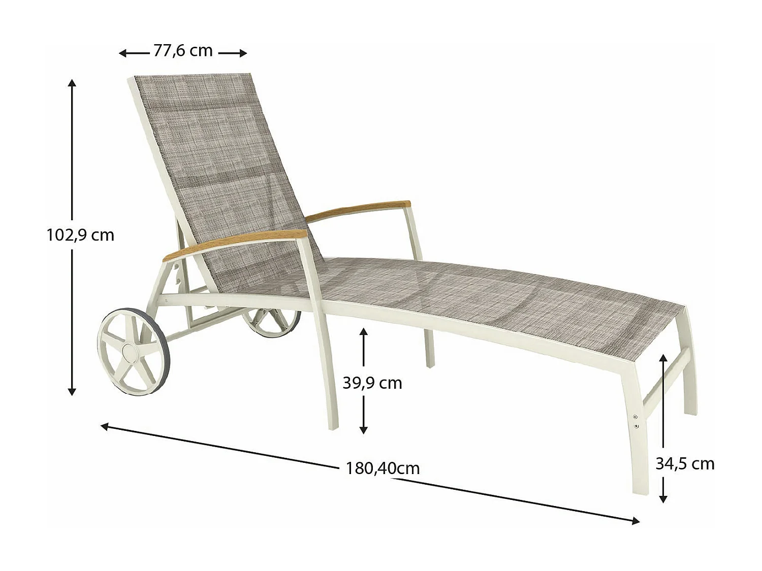Conjunto de 2 Tumbonas de Jardín Multiposicion Chillvert Imperia 180,40x77,60x102,90 cm Aluminio y Madera Color Beige