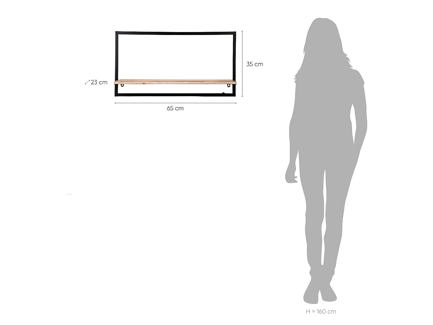 Estantería Decorativa de Pared en Madera y Metal Pärumm Lick 65x23x35 cm 1 Balda Diseño Vertical Industrial