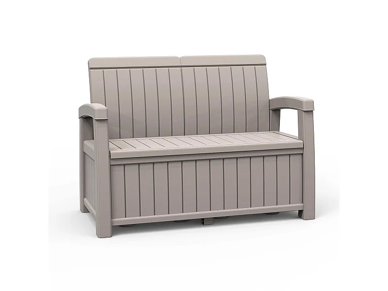 Banco Arcón de Resina para Jardín Gardiun Vita Light Gray 124x66x90 cm 230 L