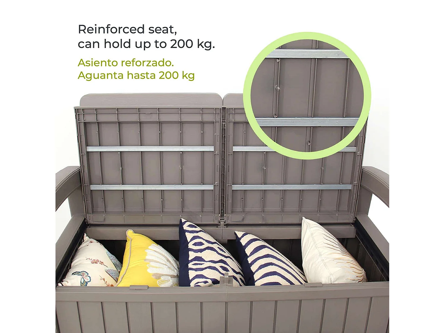 Baule Cassapanca in Resina da Giardino Gardiun Vita Light Grigio 124x66x90 cm 230 L