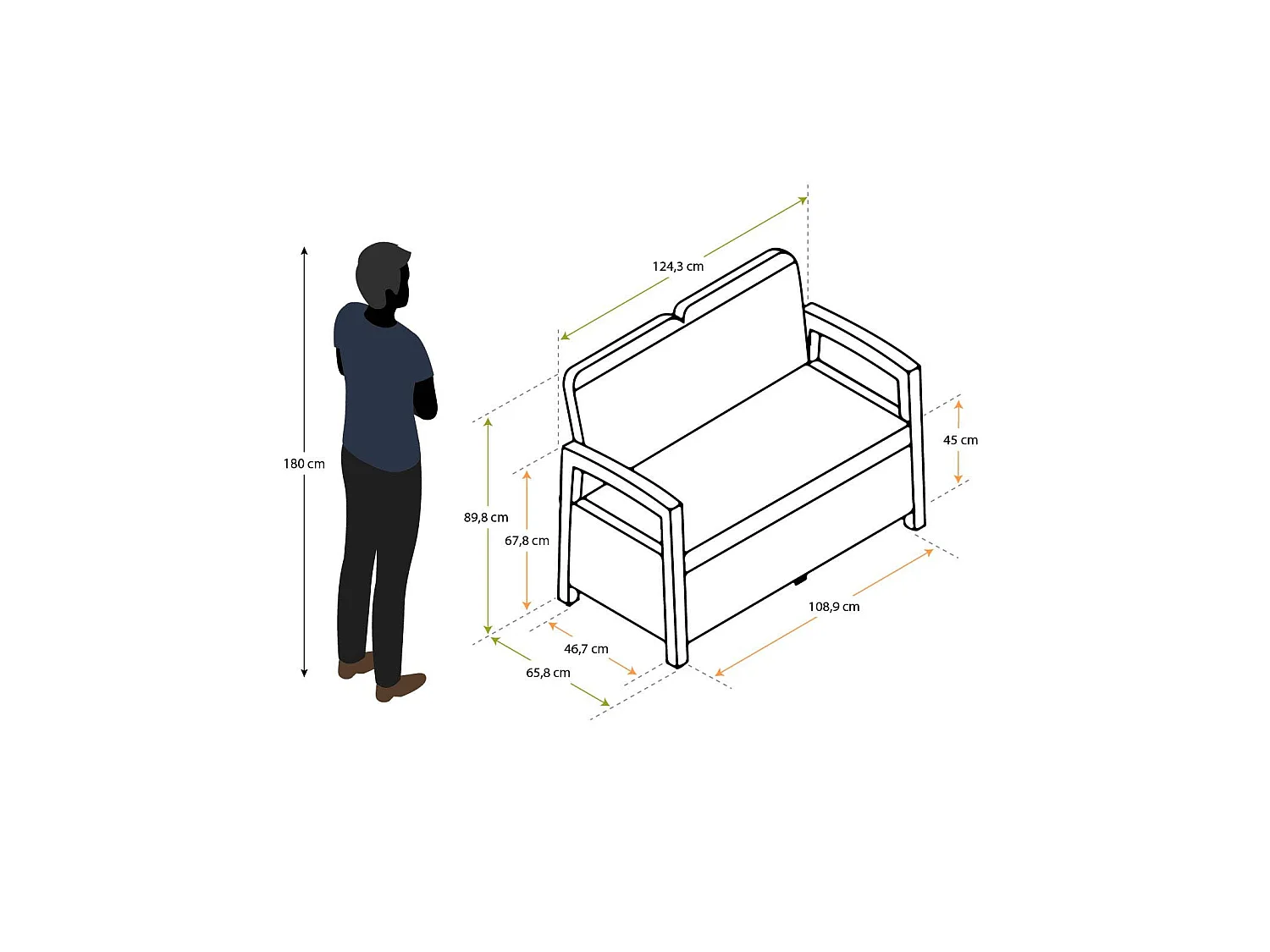Baule Cassapanca in Resina da Giardino Gardiun Vita Light Grigio 124x66x90 cm 230 L