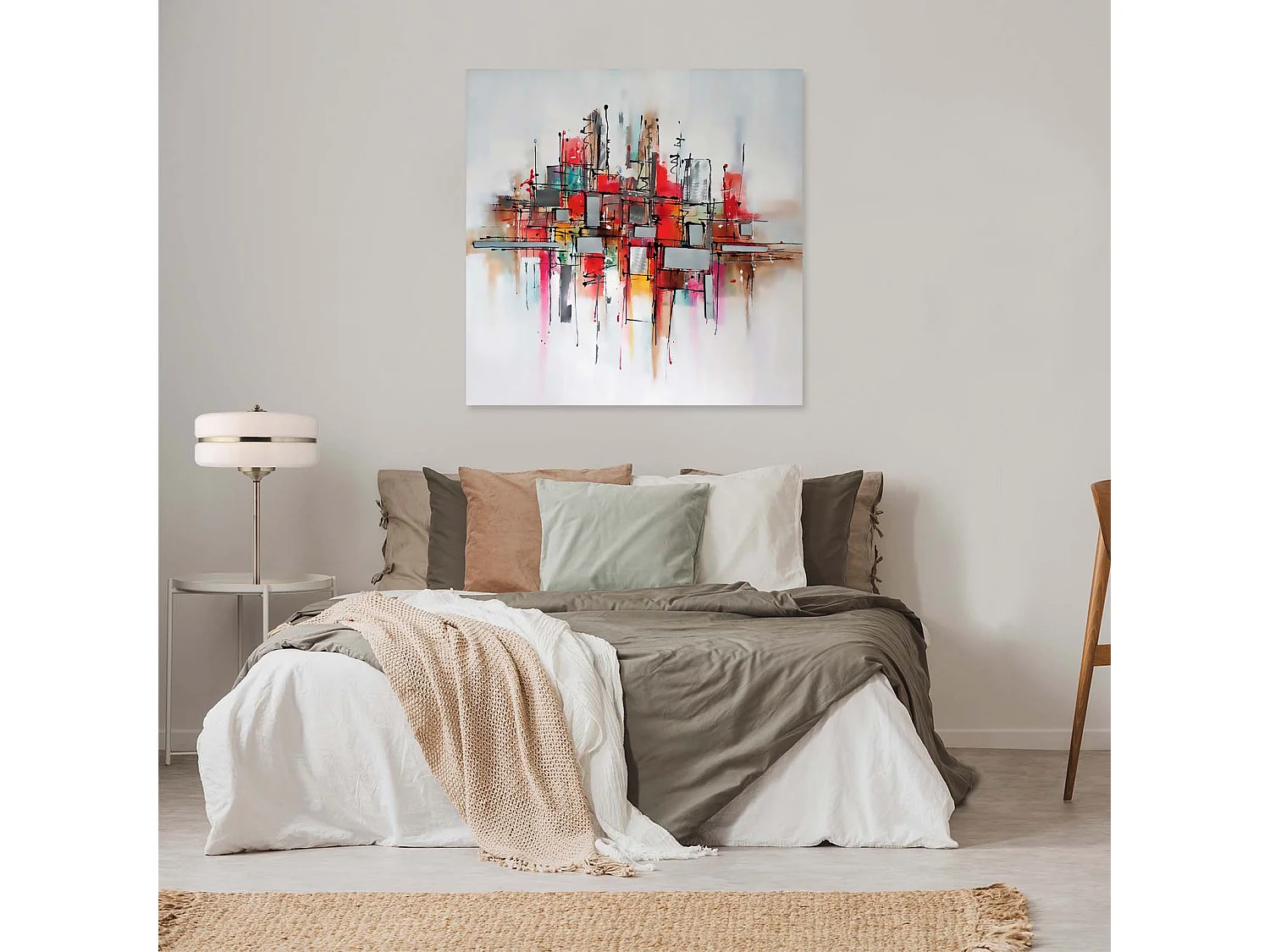 Tableau Peinture Abstraite Kuatéh 100x100 cm Collage 3D avec Aluminium