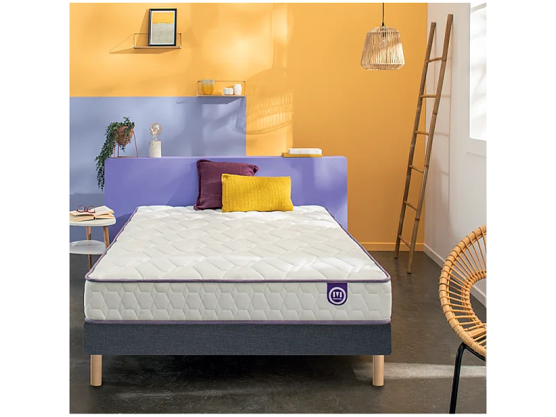 Ensemble Merinos Morning Routine - 580 Ressorts ensachés + Sommier Confort Ferme 180x200 - Double Sommier